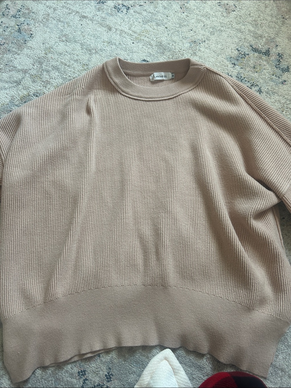 Aritzia Ribbed Crewneck Sweater in Light Beige